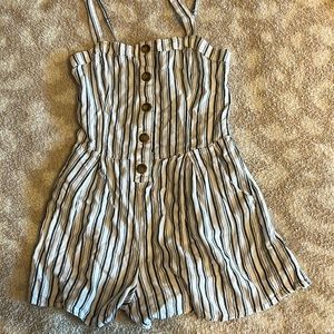 Black and white striped Hollister romper. Small